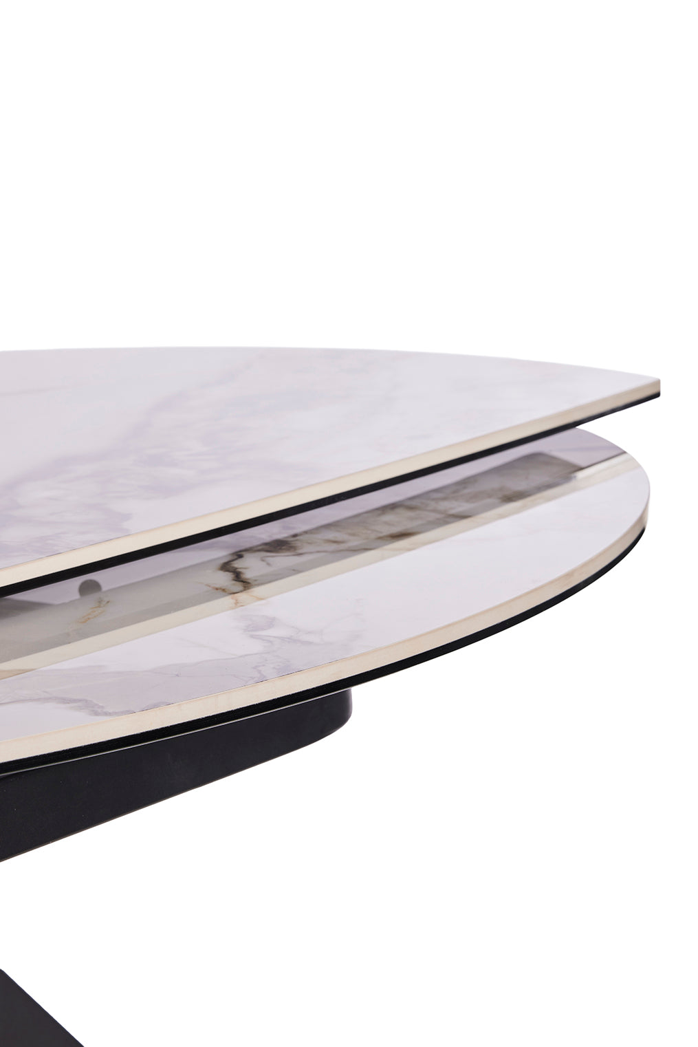 GBO - Tafel TF2508 - Rond uitdraaiend - 9 mm keramiek+6 mm glas - 115 (190) x 190 x 75cm