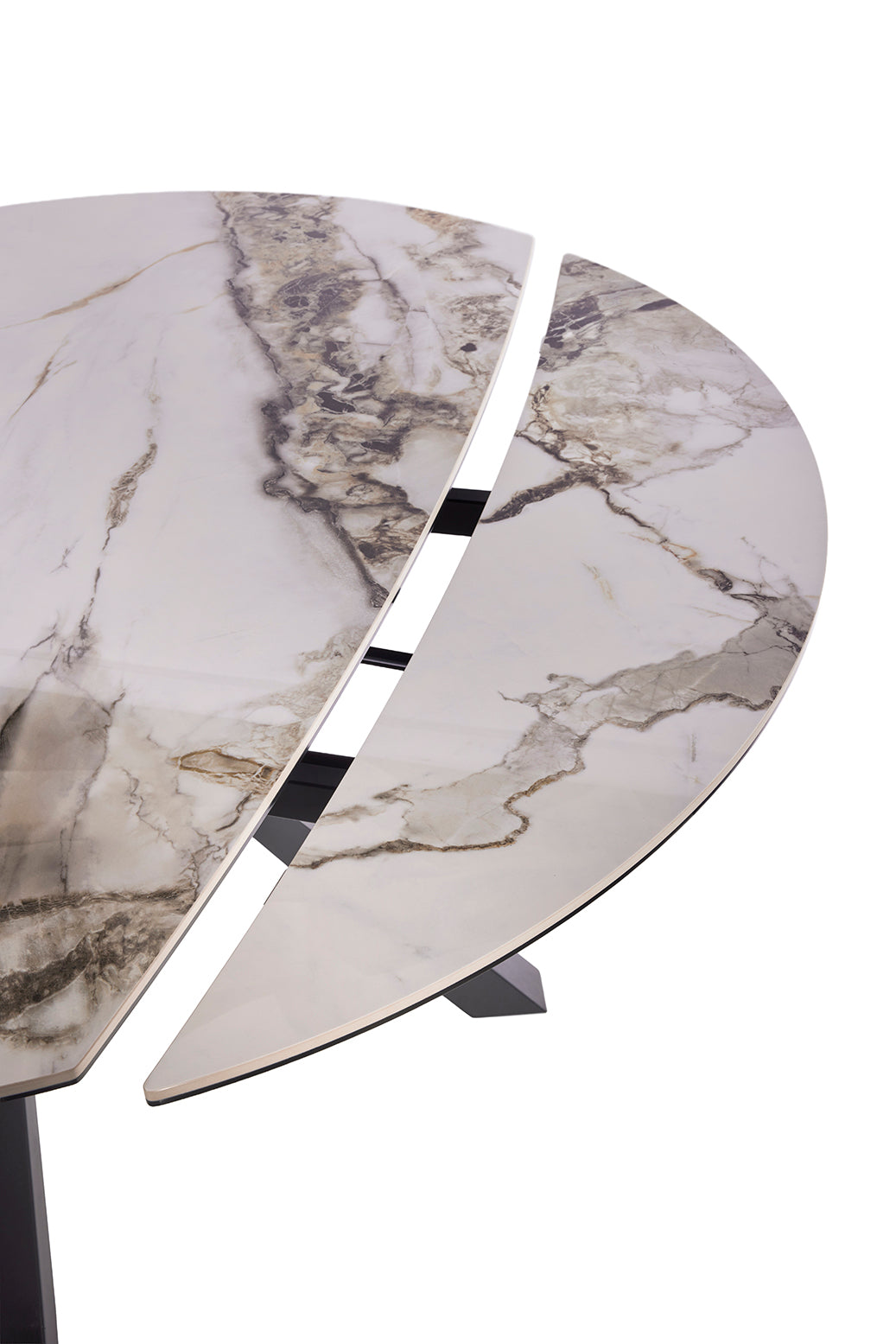GBO - Tafel TF2508 - Rond uitdraaiend - 9 mm keramiek+6 mm glas - 115 (190) x 190 x 75cm