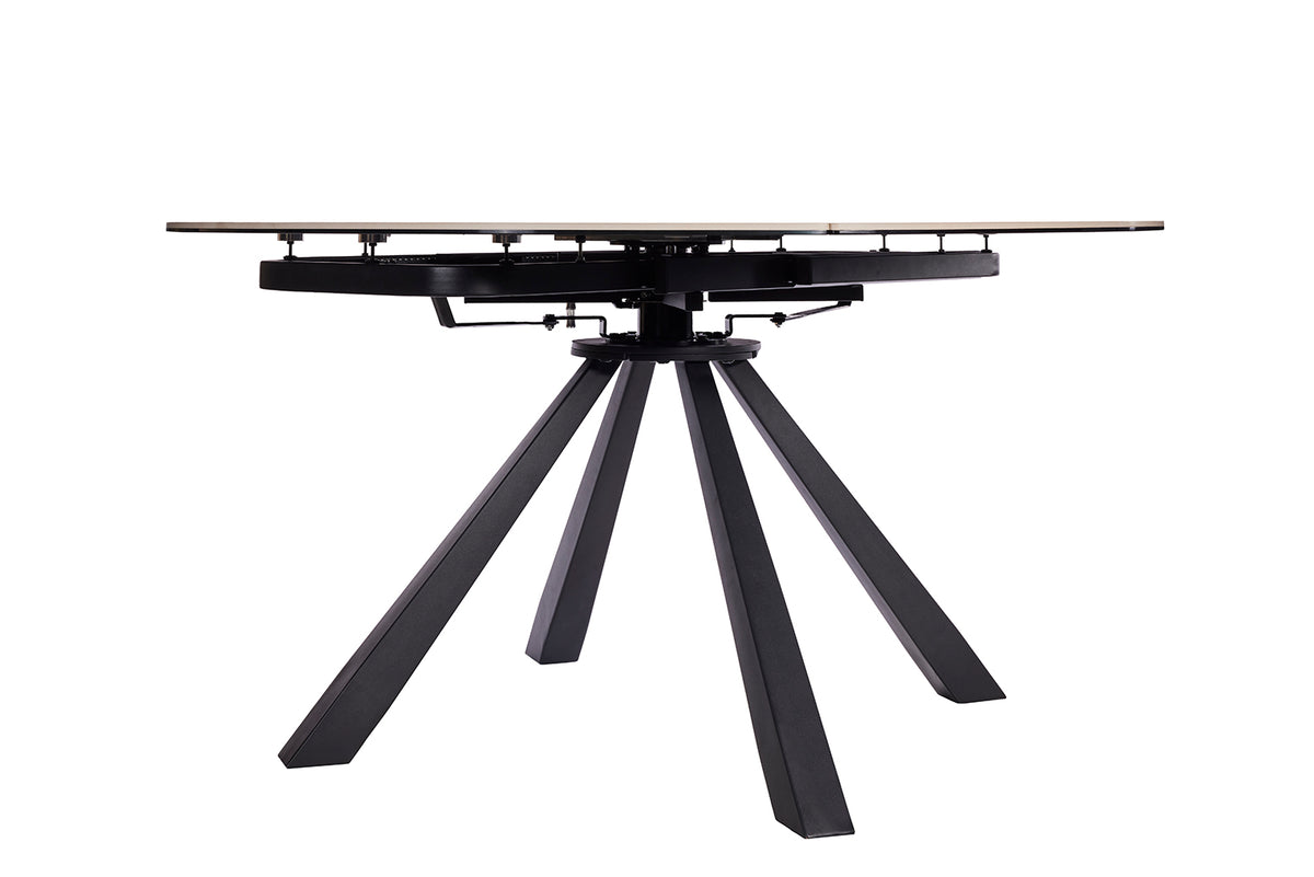GBO - Tafel TF2508 - Rond uitdraaiend - 9 mm keramiek+6 mm glas - 115 (190) x 190 x 75cm