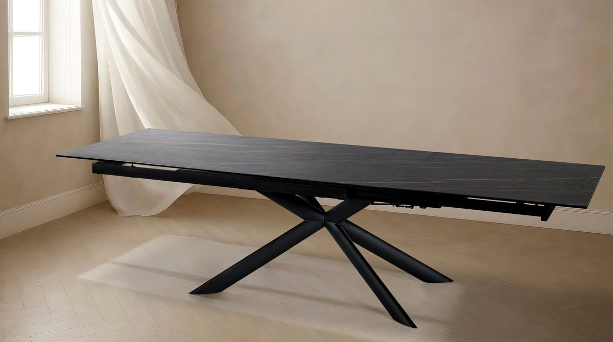 GBO - Eettafel Keramisch Rechthoekig TF2511 - Antraciet - 200 (300) x 100 x 76 cm