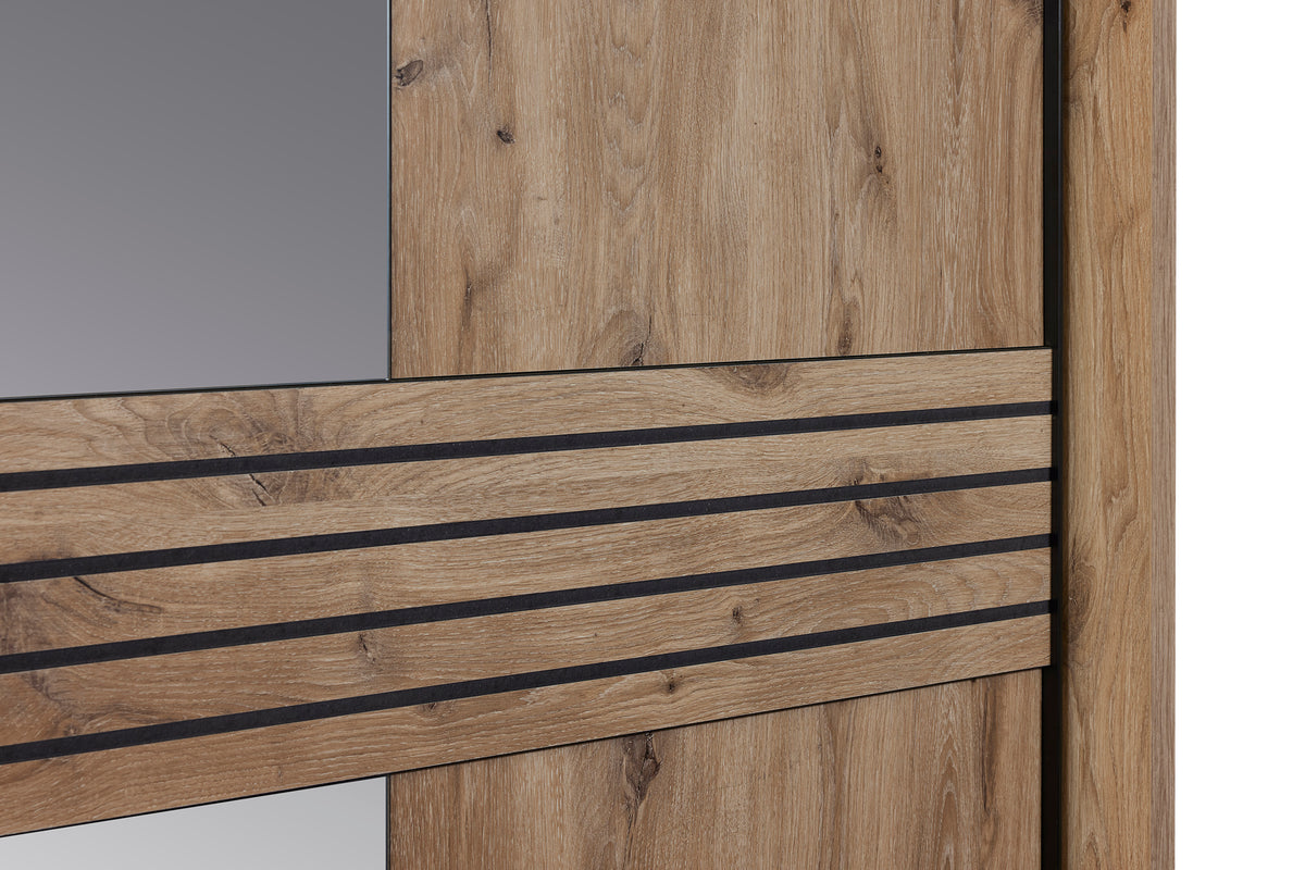 GBO - Kleerkast 2 schuifdeuren Tanya - Canyon oak - 245x220x70cm