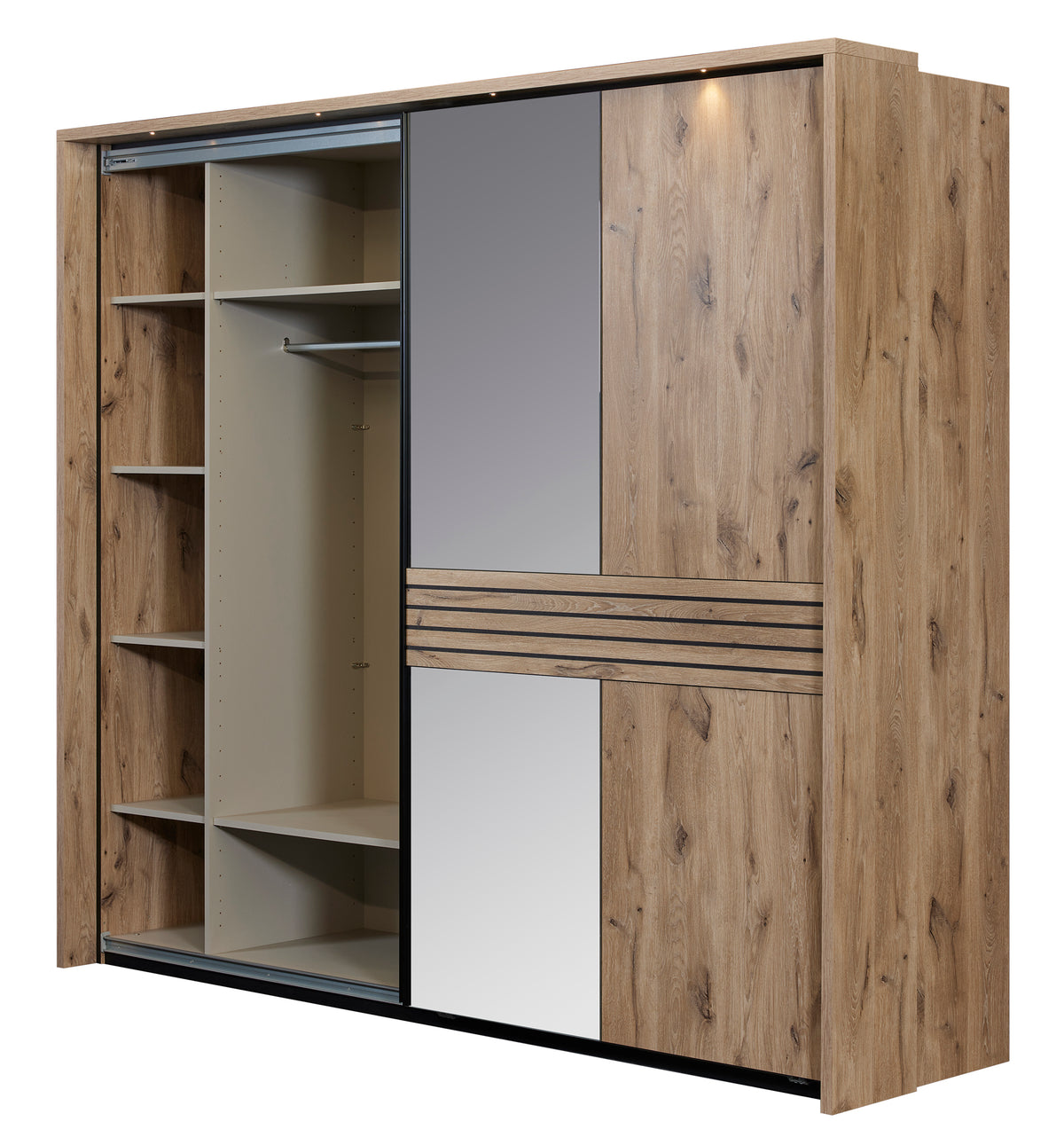 GBO - Kleerkast 2 schuifdeuren Tanya - Canyon oak - 245x220x70cm