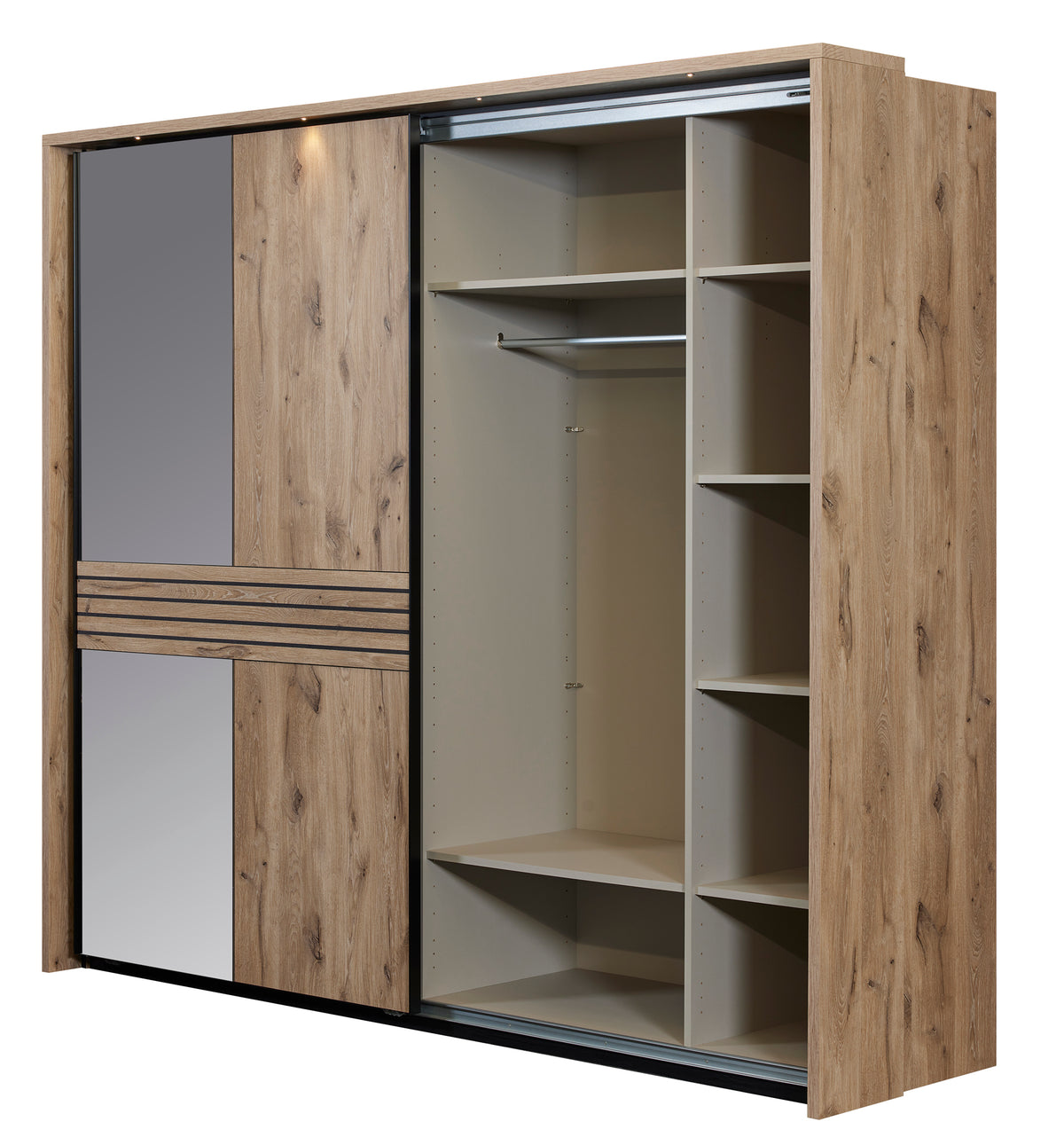 GBO - Kleerkast 2 schuifdeuren Tanya - Canyon oak - 245x220x70cm