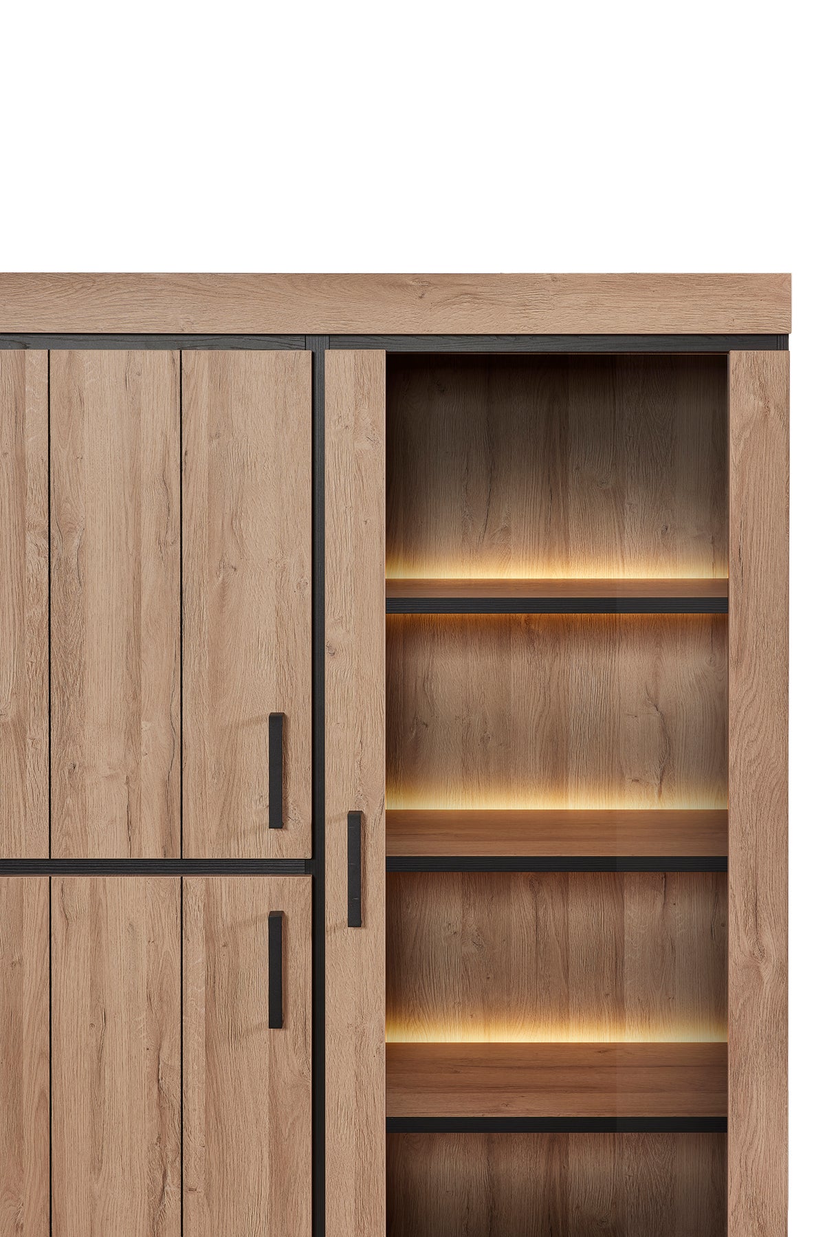 GBO - Glaskast Titus – 130x188x48 cm – French Oak
