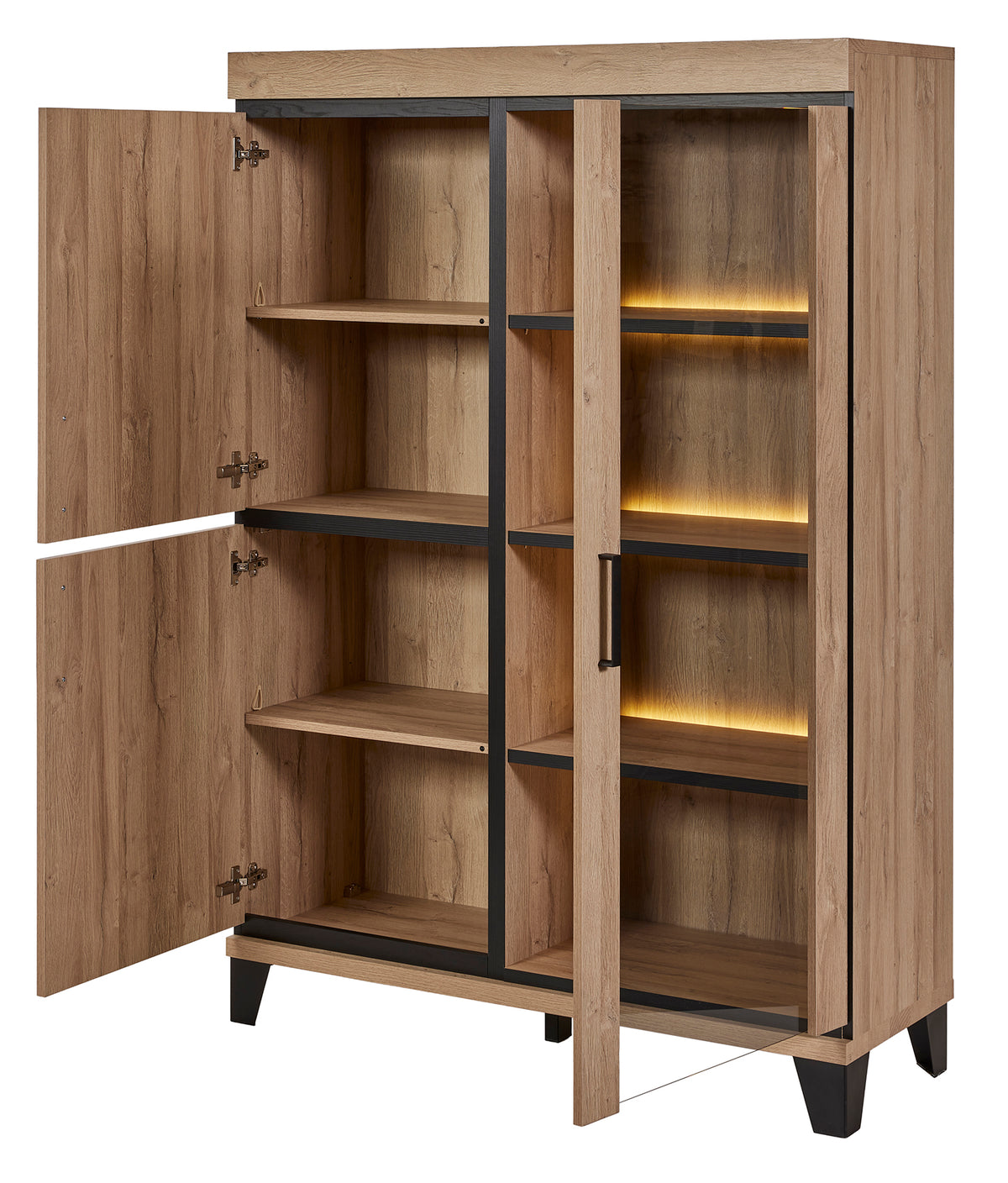 GBO - Glaskast Titus – 130x188x48 cm – French Oak