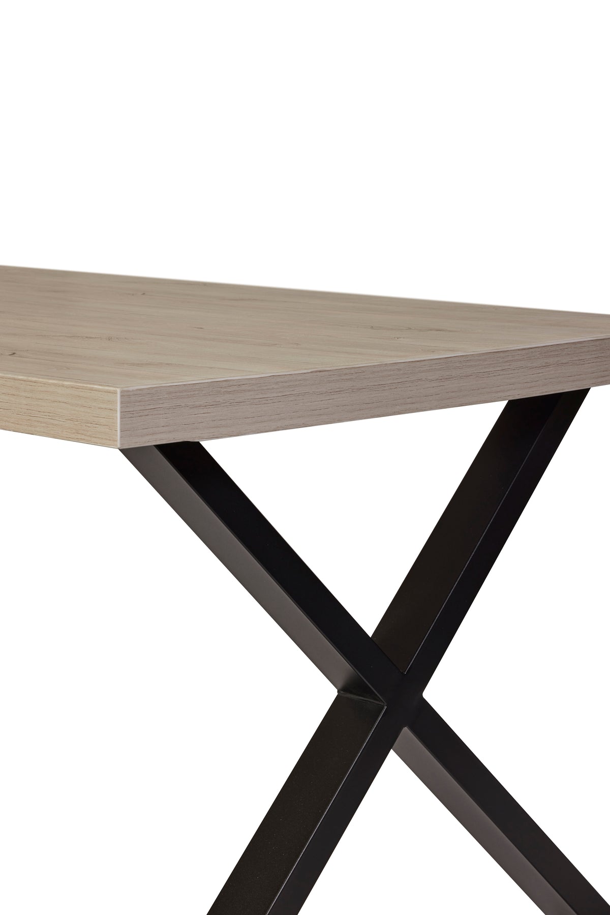GBO - Table pied croisé métal Troy - Chêne blanchi - 200x95cm