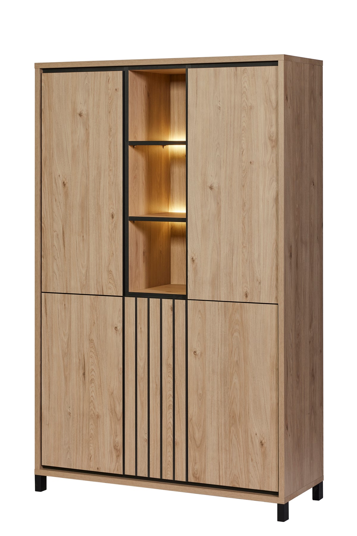 GBO - Barkast Travis – 117x185x45 cm – Castella/Nox – met verlichting