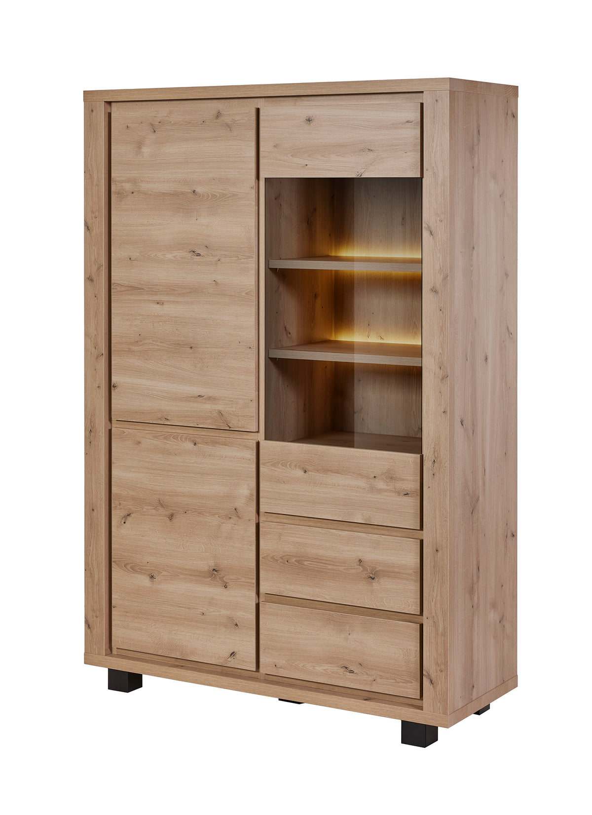 GBO - Glaskast Uri - Hudson oak - 128x90.0x48cm