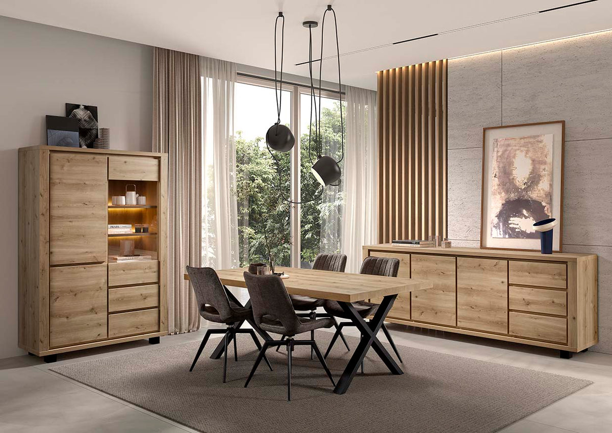 GBO - Eetkamerset Uri - 3-delige set - Hudson oak