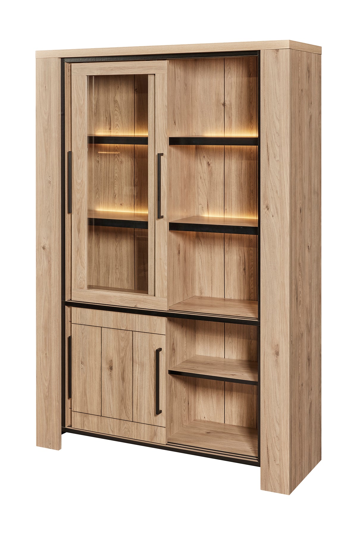 GBO - Glaskast schuifdeuren  Uriel - Castle OAK - 130x95.0x45cm