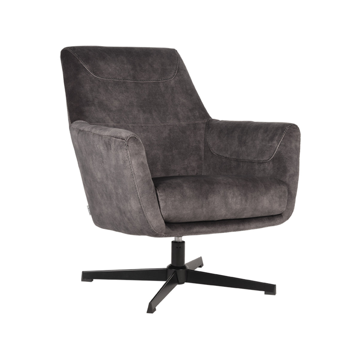 LABEL51 - Fauteuil Toby - Antraciet - Velours - 85x50 cm