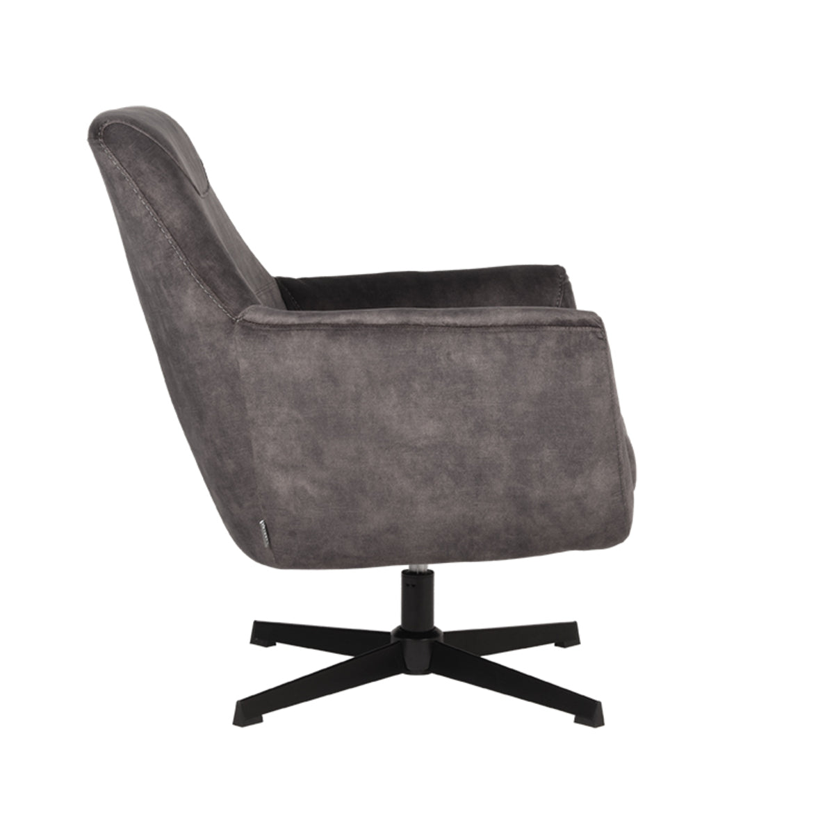 LABEL51 - Fauteuil Toby - Antraciet - Velours - 85x50 cm