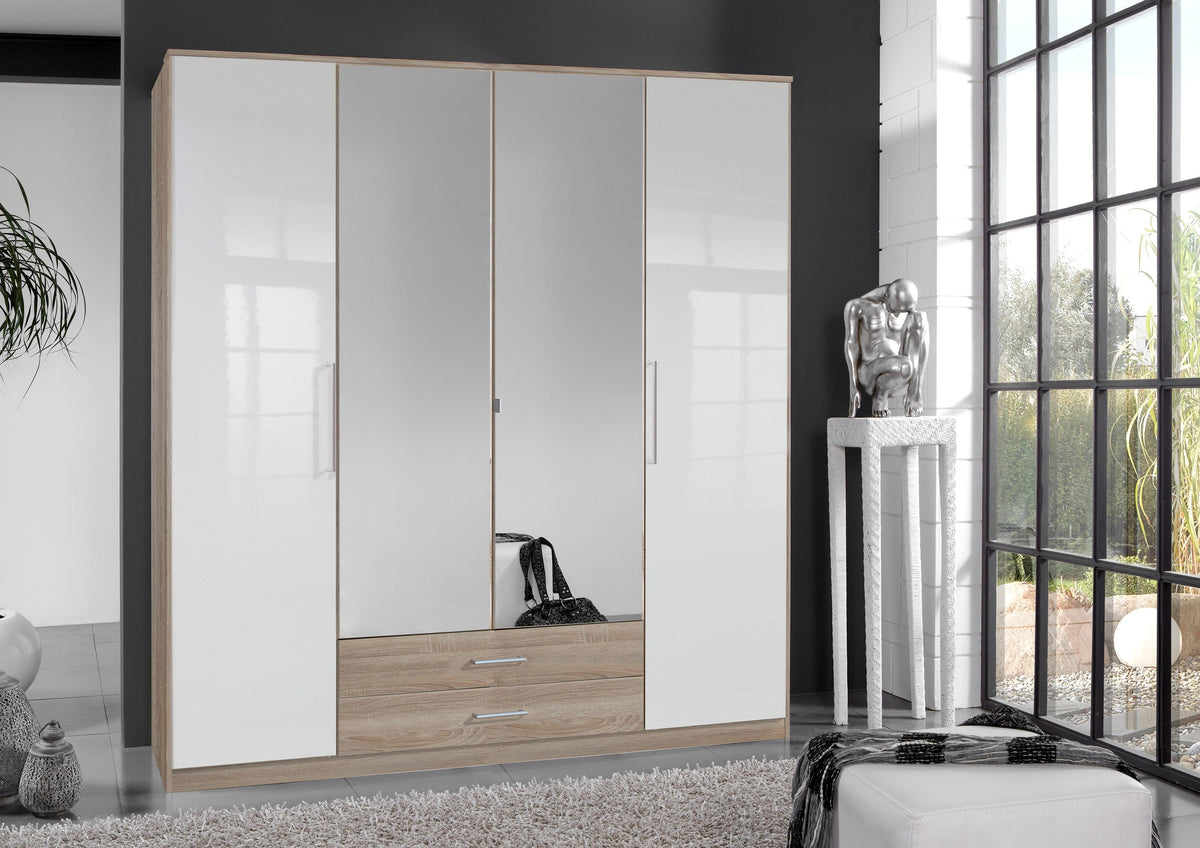 Wimex - Kleerkast Greven - 111453 - Wit/Ruwe Eik - 95x199x98cm