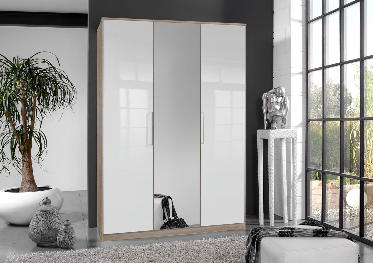 Wimex - Kleerkast Greven - 111482 - Wit/Ruwe Eik - 135x199x58cm