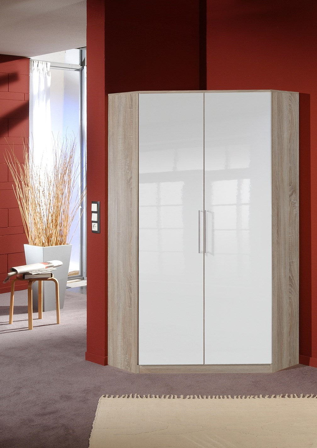 Wimex - Armoire Greven - 111511 - Blanc/Chêne brut - 95x199x88cm