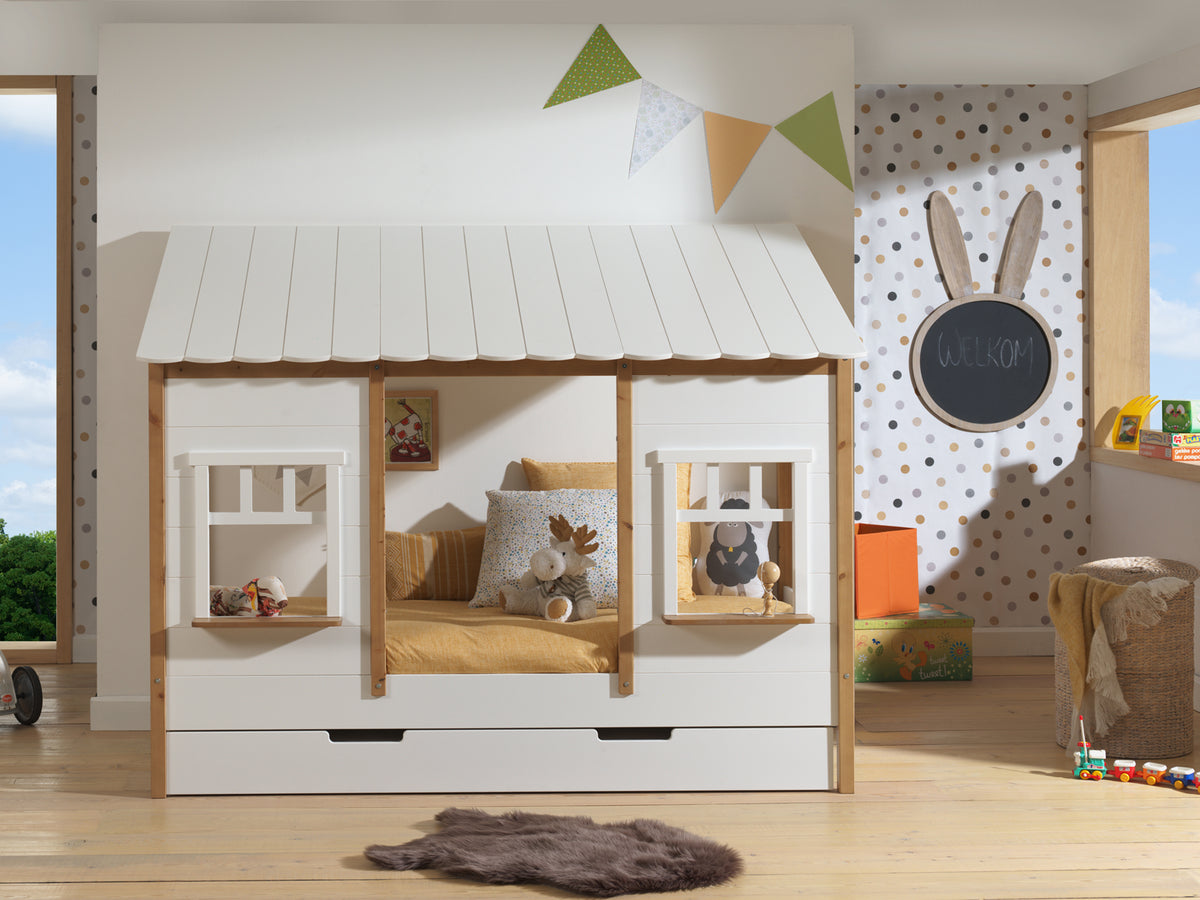 Deze Housebed-combinatie bestaat uit een huisbed en een bedlade