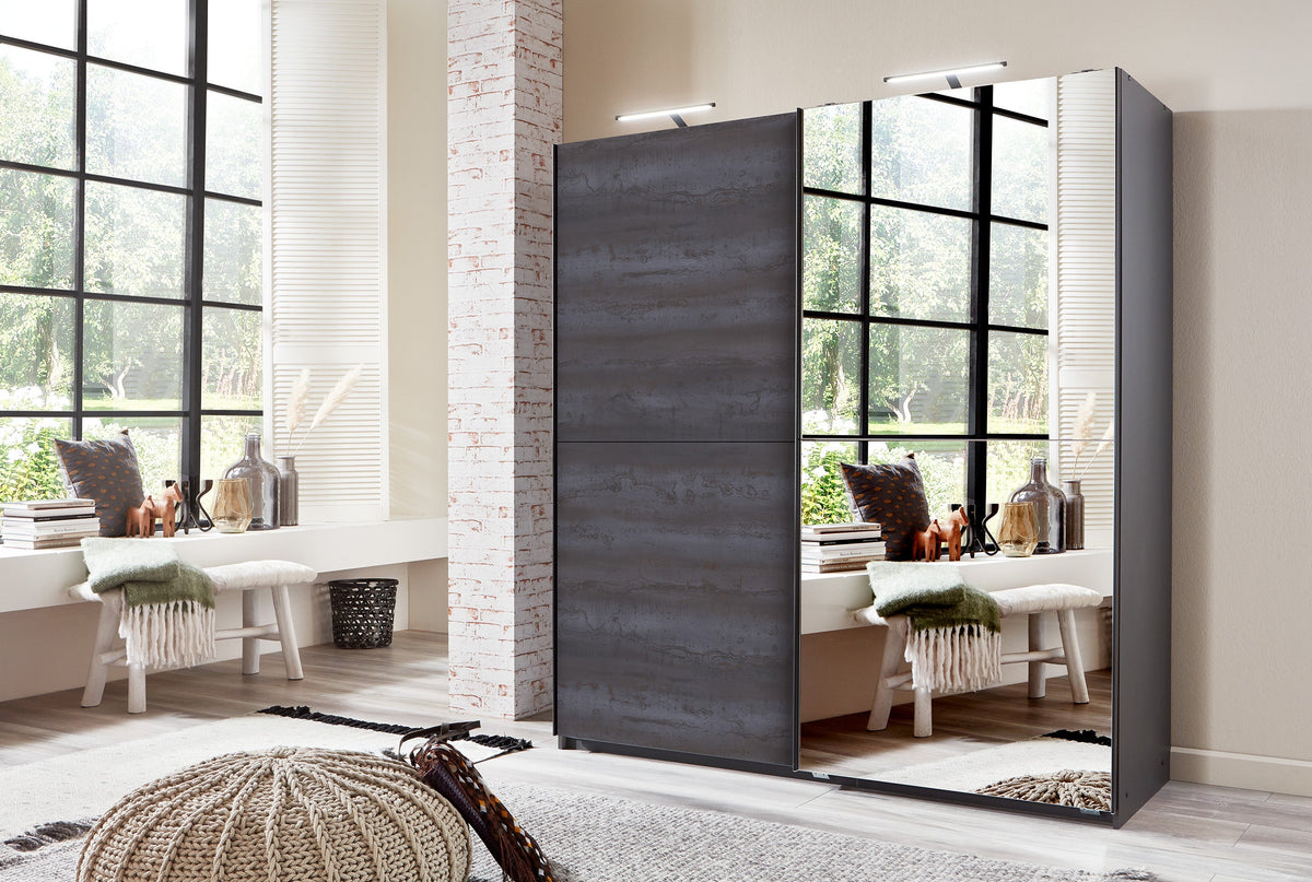 Wimex - Kleerkast Herne - X27769 - Grafiet/Staal - 180x198x65cm