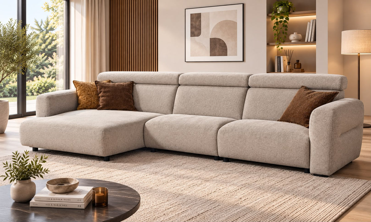 Hima - Canapé d'angle Cundi - Relaxation électrique - 160x330cm