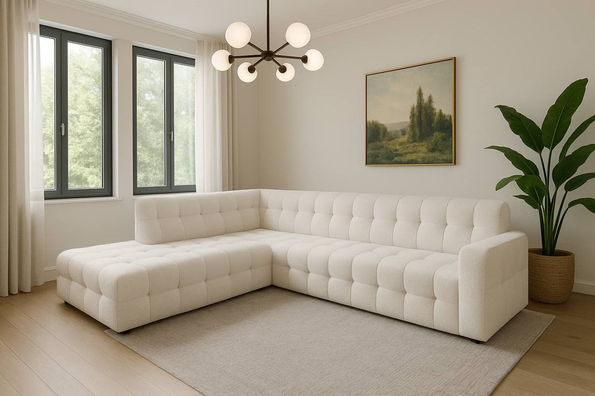 2BM - Salon Selda L - Beige stof - Design Stikking - Links - 260x280x88 cm