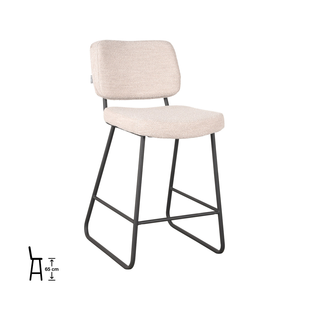 LABEL51 Tabouret de bar Noah - Naturel - Bouclette - Hauteur d'assise 65