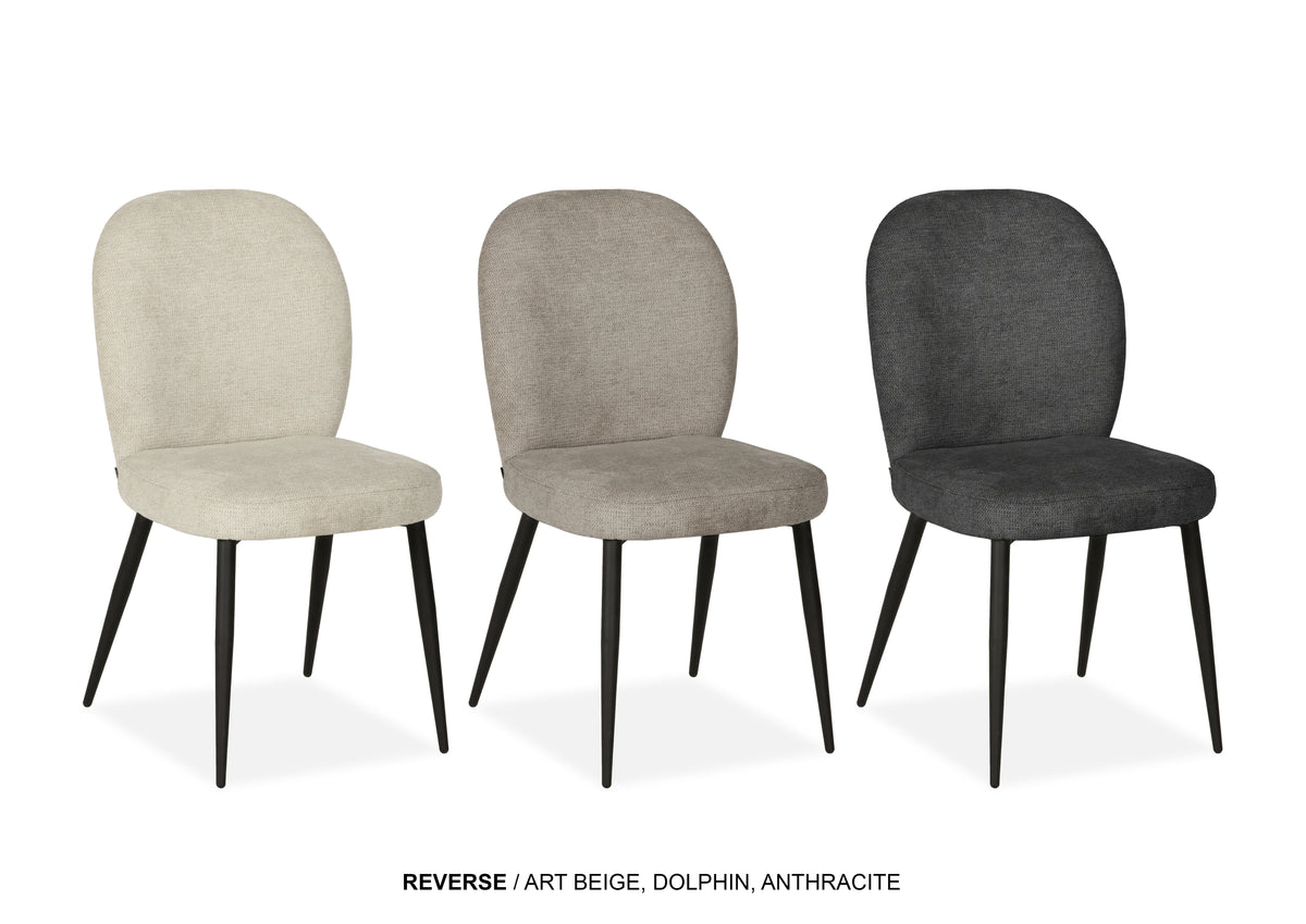 Maxfurn - Chaise de salle à manger Reverse - Tissu - Art Anthracite - 91x53x63 cm 