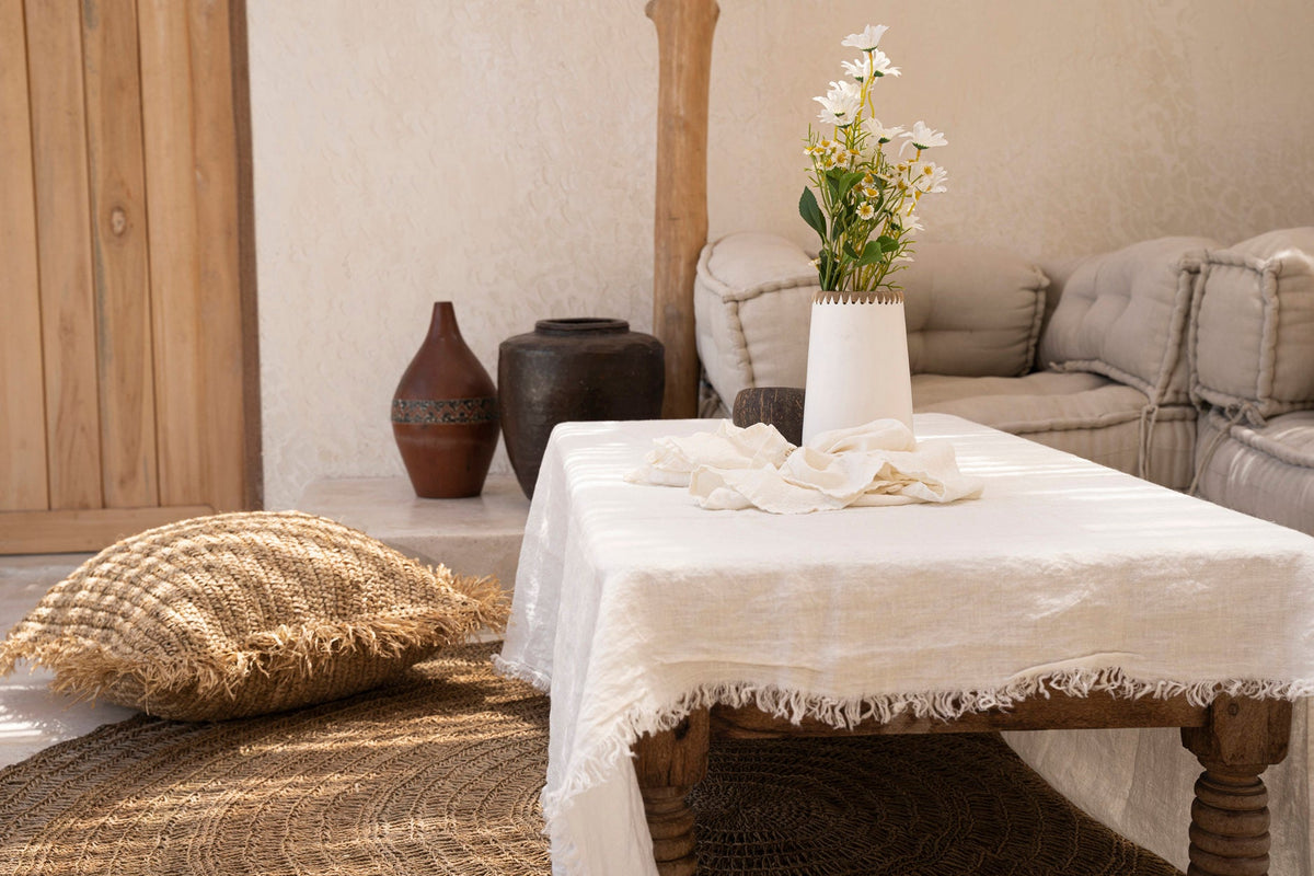 BB - Nappe en lin - Blanc - 150x200