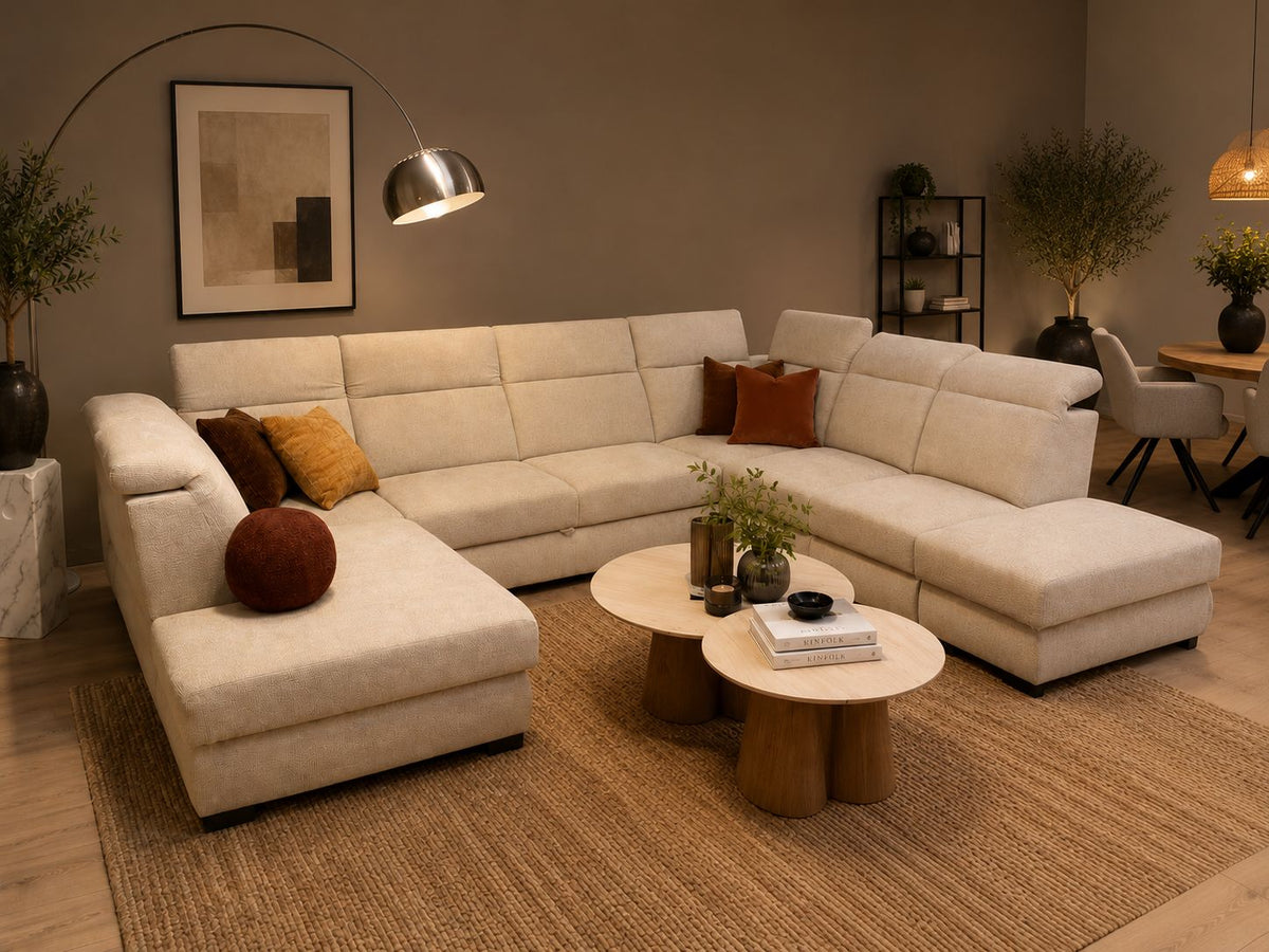 2BM - Hoeksalon Irys - Links - Bedfunctie - Poef - Opbergruimte - 220x350x280cm