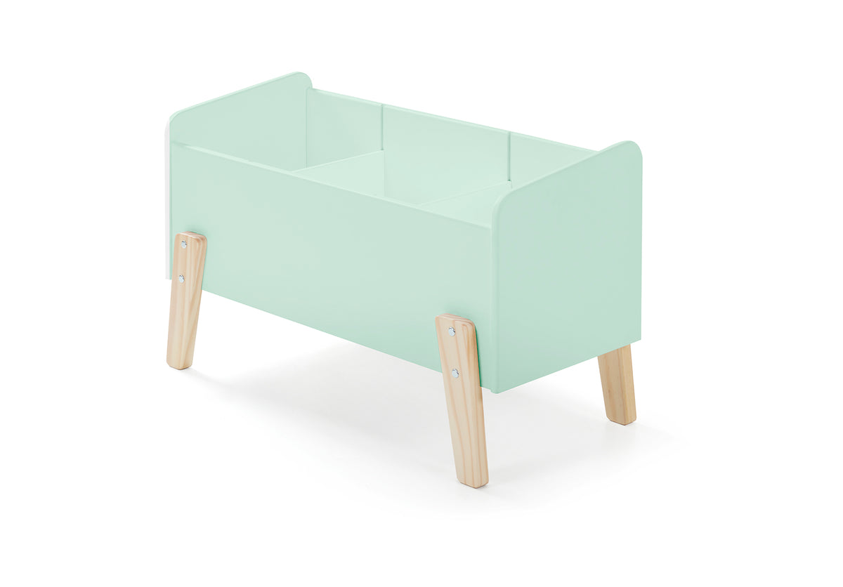 Cette combinaison KIDDY vert menthe se compose d'un lit (90 x 200), d'une table de chevet et d'un coffre de rangement.