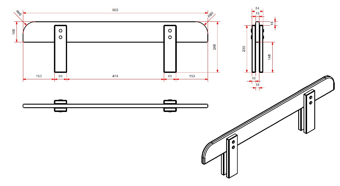 Deze KIDDY-combinatie in het wit bestaat uit een bed (90 x 200 cm) en bijbehorende uitvalbeveiliging.