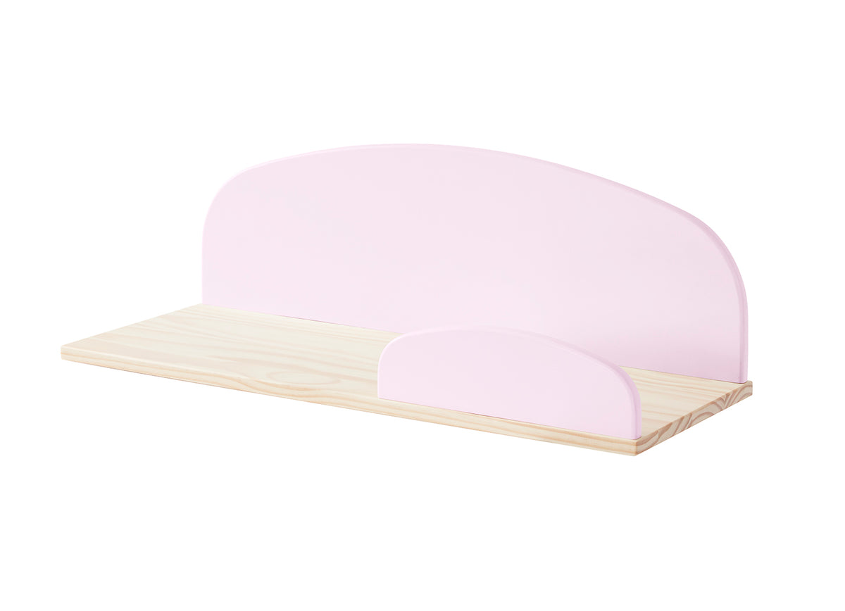 Deze KIDDY combinatie in roze bestaat uit een bed (90x200) met nachtkastje, 2 hangplankjes (45 en 65 cm) en een uitvalbeveiliging.