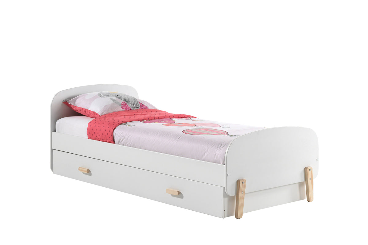 Cette combinaison Kiddy blanche comprend un lit (90 x 200 cm) et un lit gigogne assorti.