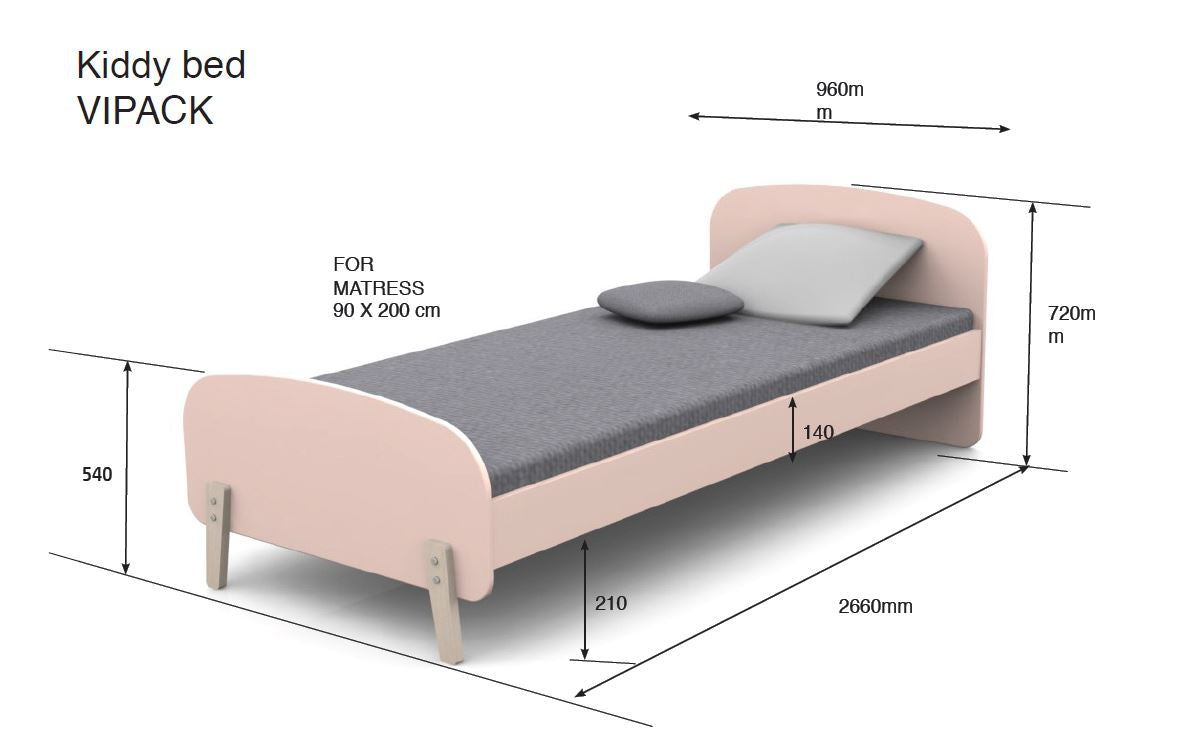Deze KIDDY combinatie in wit bestaat uit een bed (90x200) met bijhorend nachtkastje en kommode.