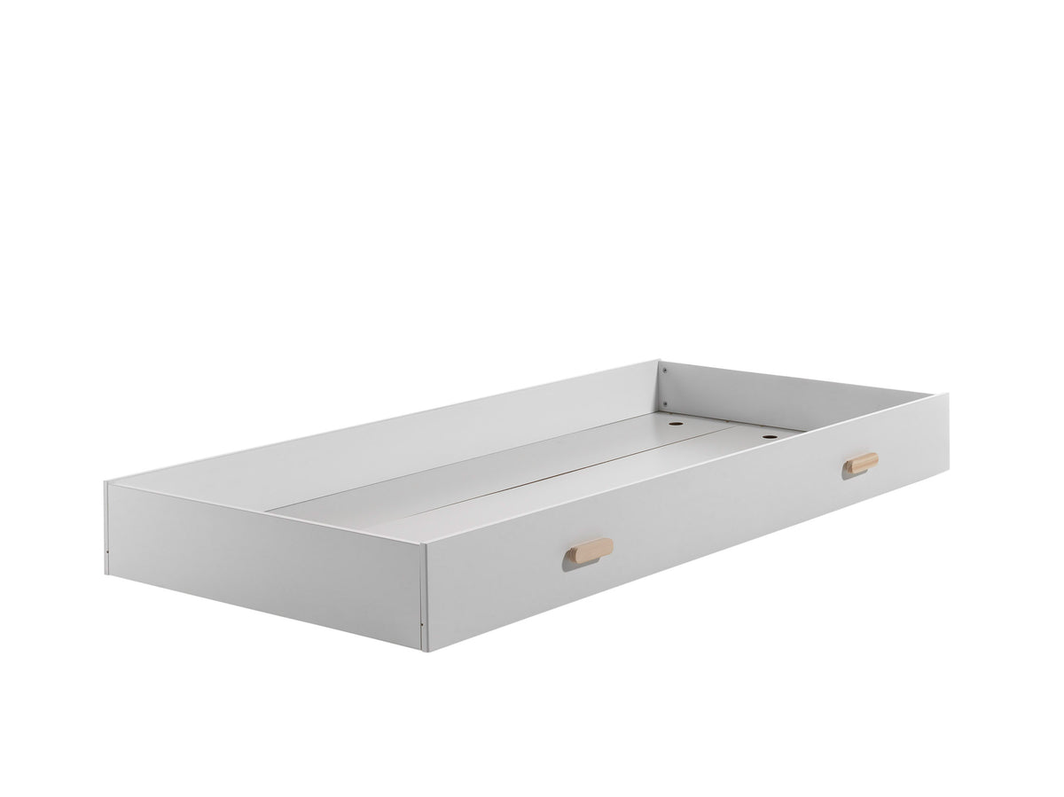 Cette combinaison KIDDY en blanc se compose d'un lit (90x200) avec lit gigogne et bureau assortis.