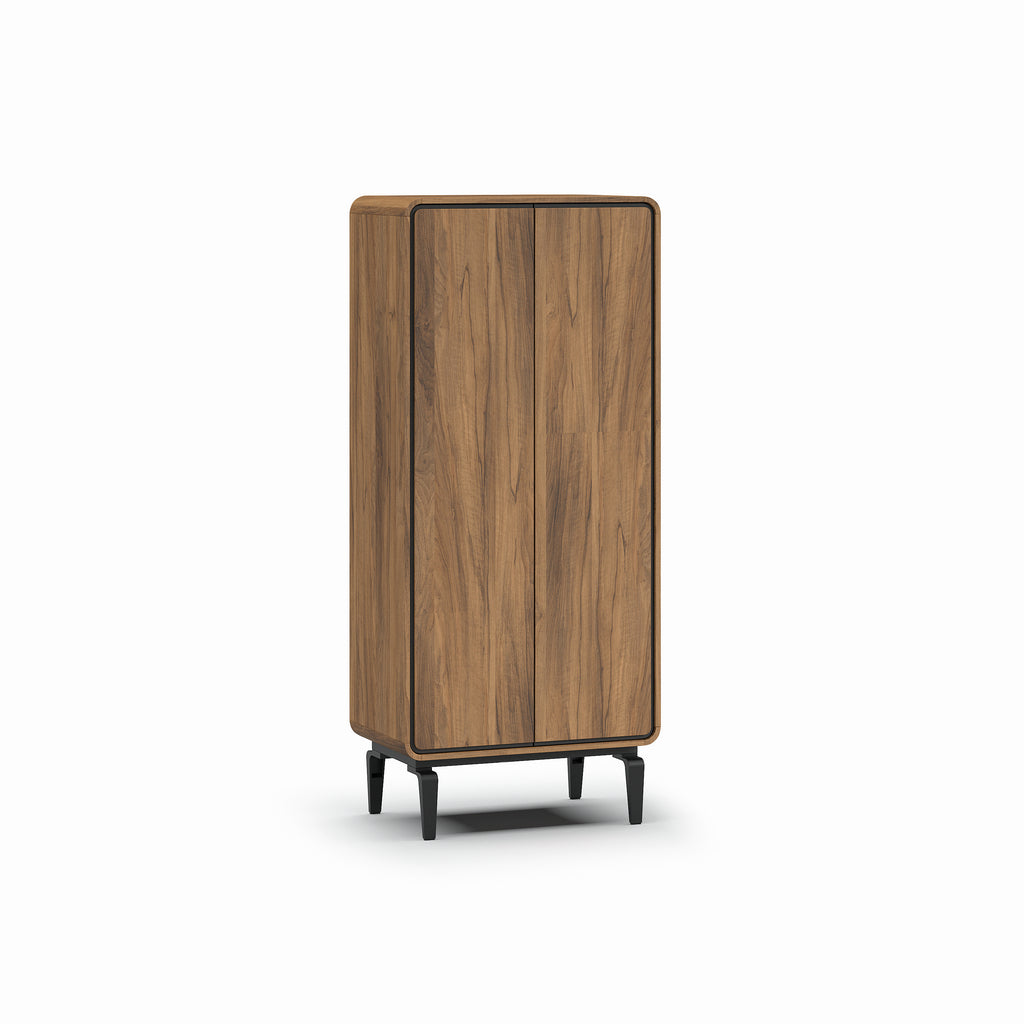 Meubar - Vitrine Lago- Brushed walnut nature - 76 x 175 x 45 cm