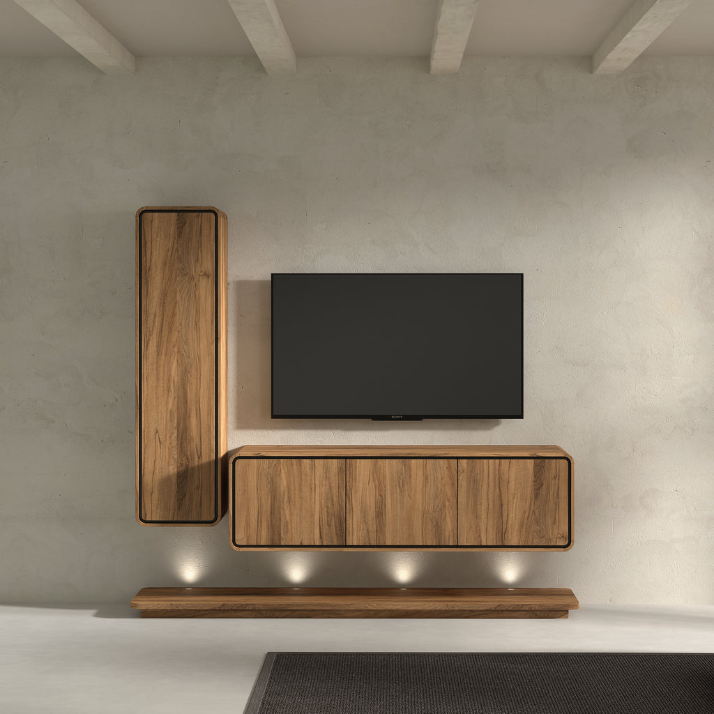 Meubar - TV Wandmeubel Lago2- Brushed walnut nature - HKB1 + HLB3