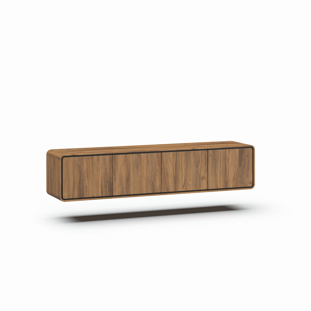 Meubar - TV Wandmeubel Lago- Brushed walnut nature - 215 x 46 x 45 cm