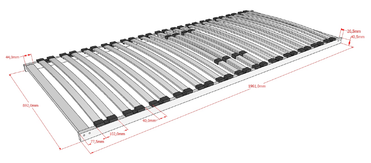 Lattenbodem 90 x 200 cm 26 latten kit