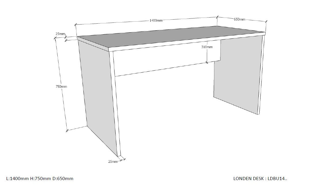 Vipack - Bureaumeubelen London - Antraciet - bureau+Boekenkast
