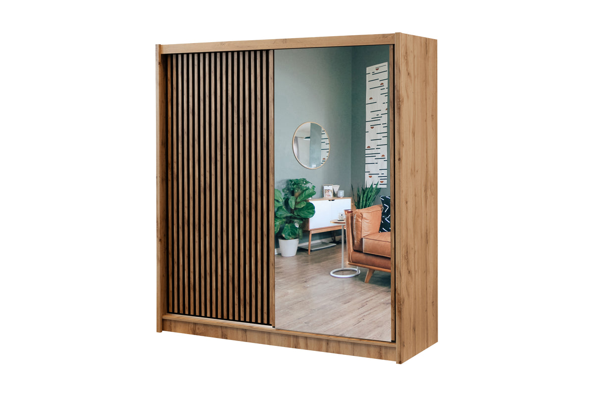 2BM - Armoire Portes Coulissantes - Chêne Wotan - 203xh215x60,5cm