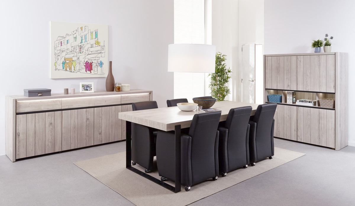 Evan - Eetkamer Lucca - 3-delige set - K541 - Millenium Eik