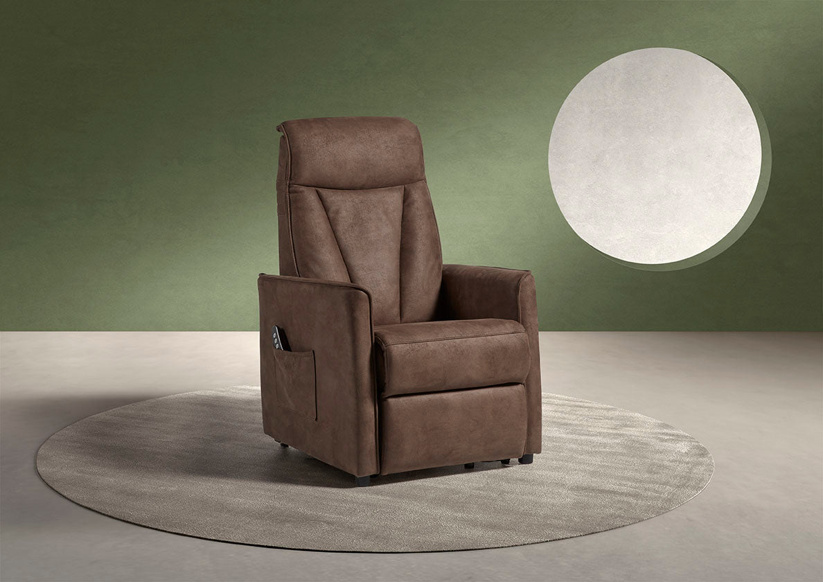 GBO - Relaxzetel Levi - Stof Bruin - 75x105x92cm