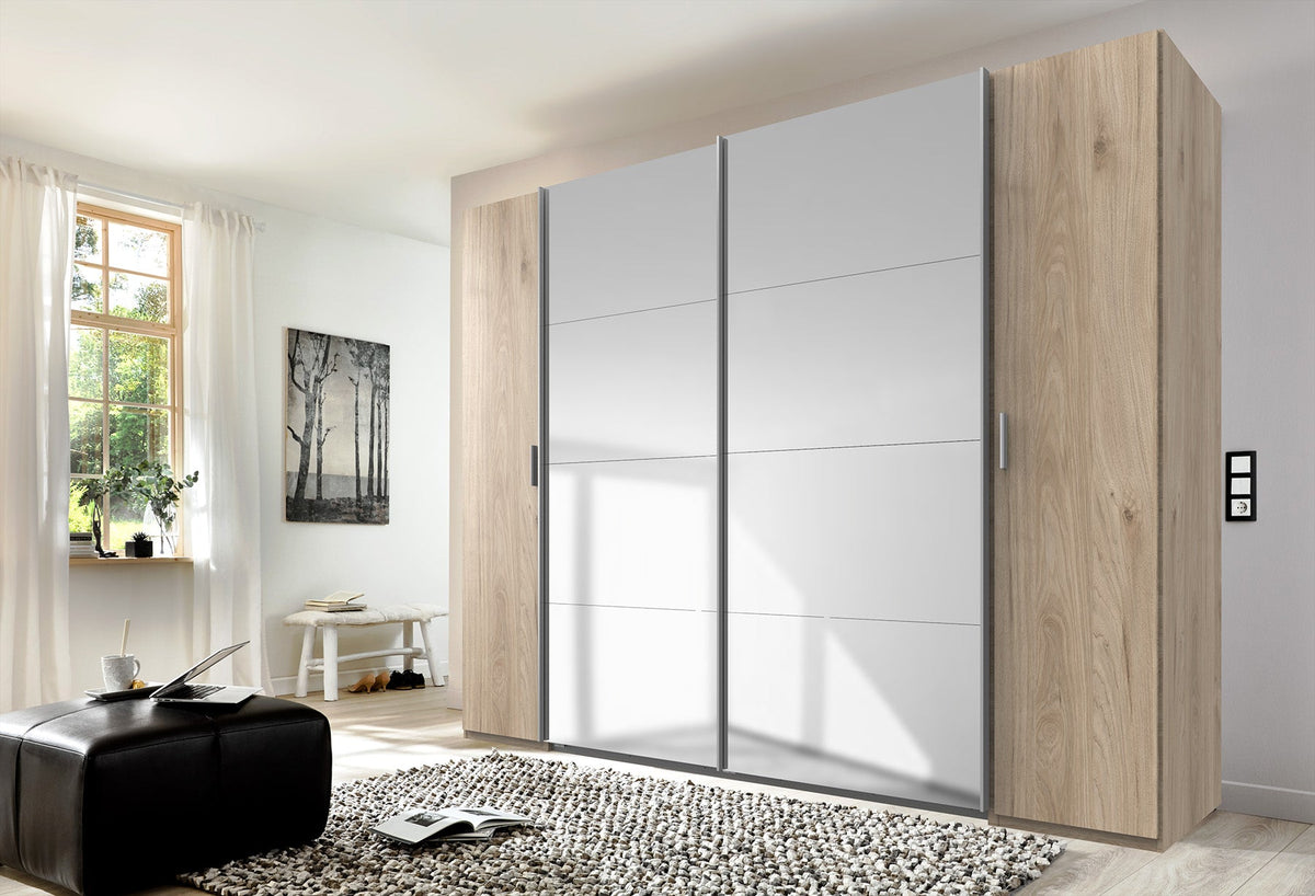 Wimex - Armoire Lotto - 423786 - Chêne caryer/Acier - 272 x 208 x 65 cm