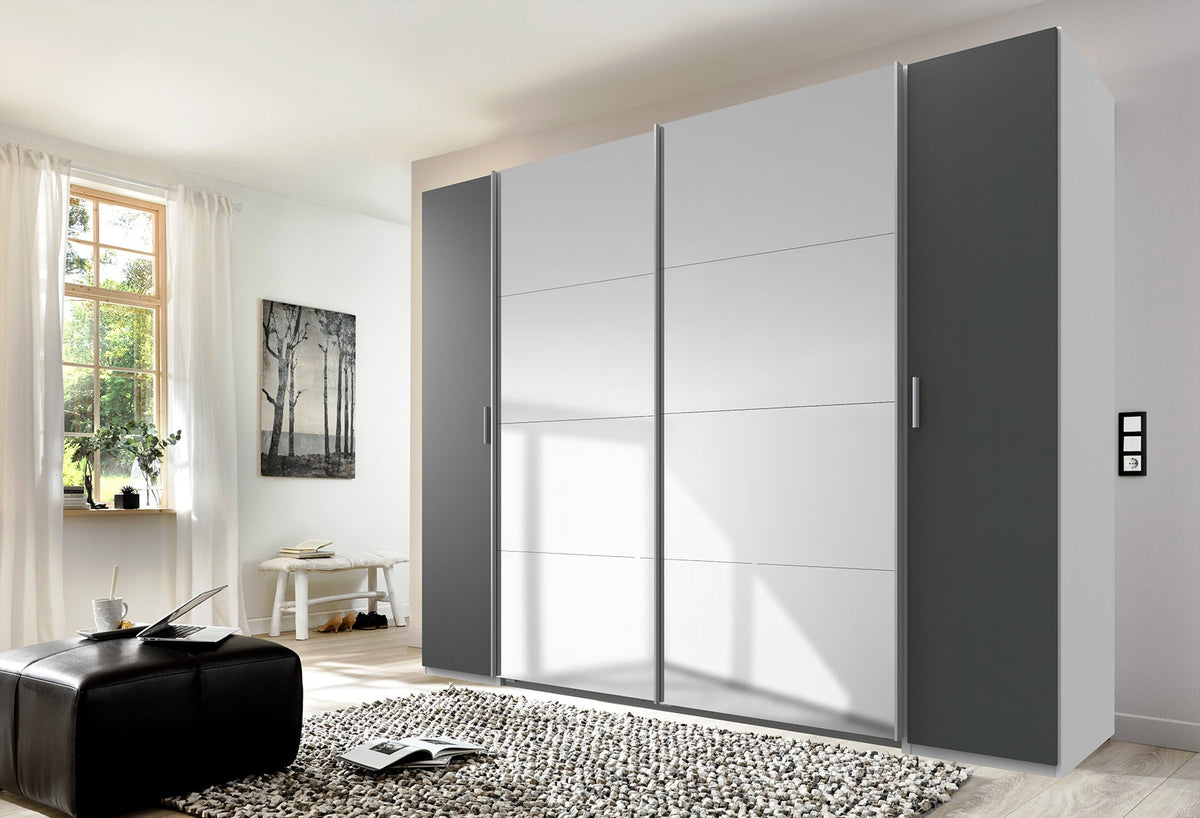 Wimex - Kleerkast Lotto - 478789 - Wit/Grafiet - 272x208x65cm