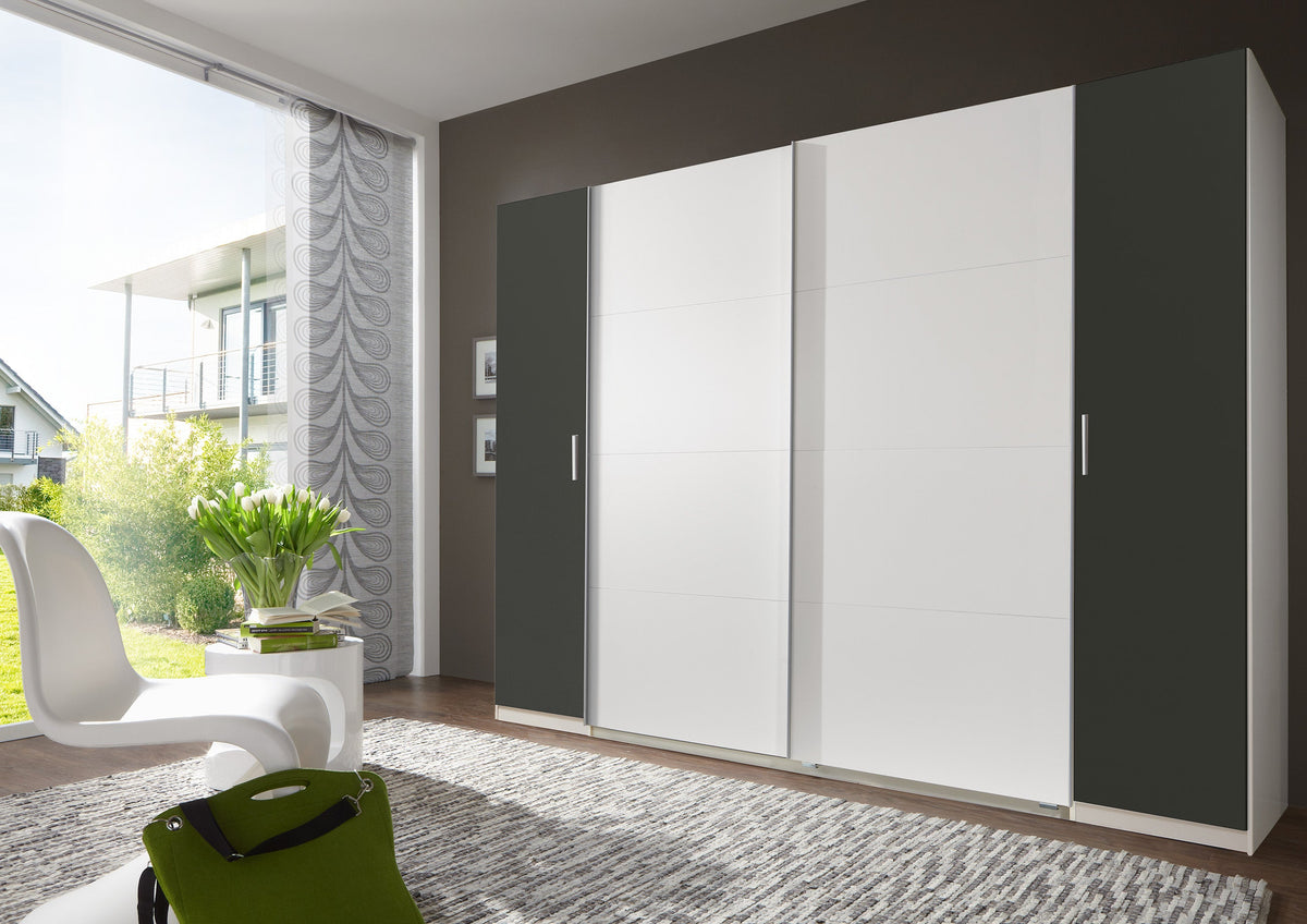 Wimex - Kleerkast Lotto - 478787 - Wit/Grafiet - 316x208x65cm