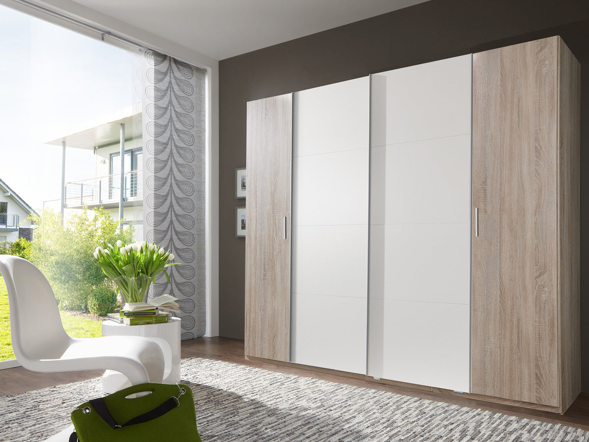 Wimex - Armoire Lotto - 479784 - Chêne brut/Blanc - 227x208x65cm