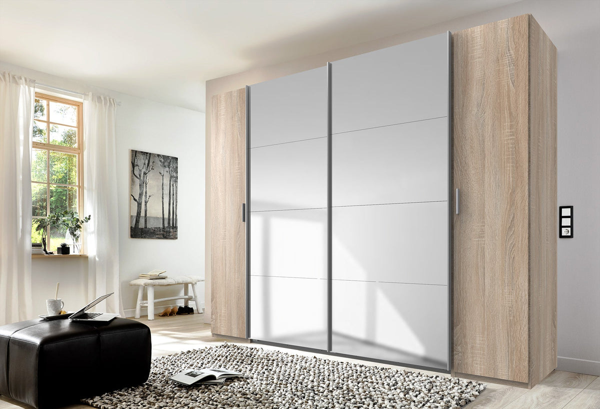 Wimex - Kleerkast Lotto - 479785 - Ruwe Eik/Wit - 316x208x65cm