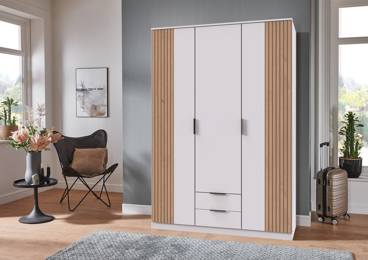 Wimex - Kleerkast Lubeck - T65472 - Wit/Artisan Eik - 135x199x58cm