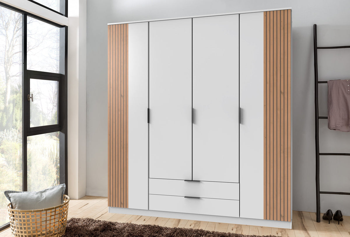 Wimex - Armoire Lubeck - T65473 - Blanc/Chêne Artisan - 180x199x58cm