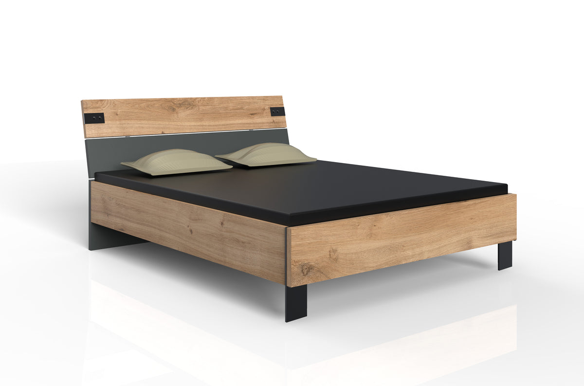 Wimex - Bed Malmoe - Eiken en Grafiet decor - 160x200x58cm