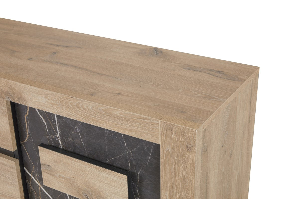 GBO - TV-meubel Sacha – 170x60x50 cm – Canyon eiken & marmer